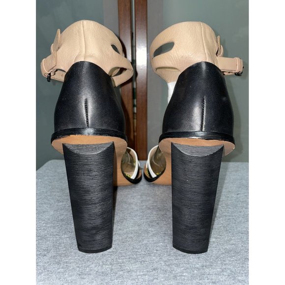 L.A.M.B Gwen Stefani Oracle T-Strap Strappy Leather Stacked Sandal Heels Size 9 - Picture 6 of 12